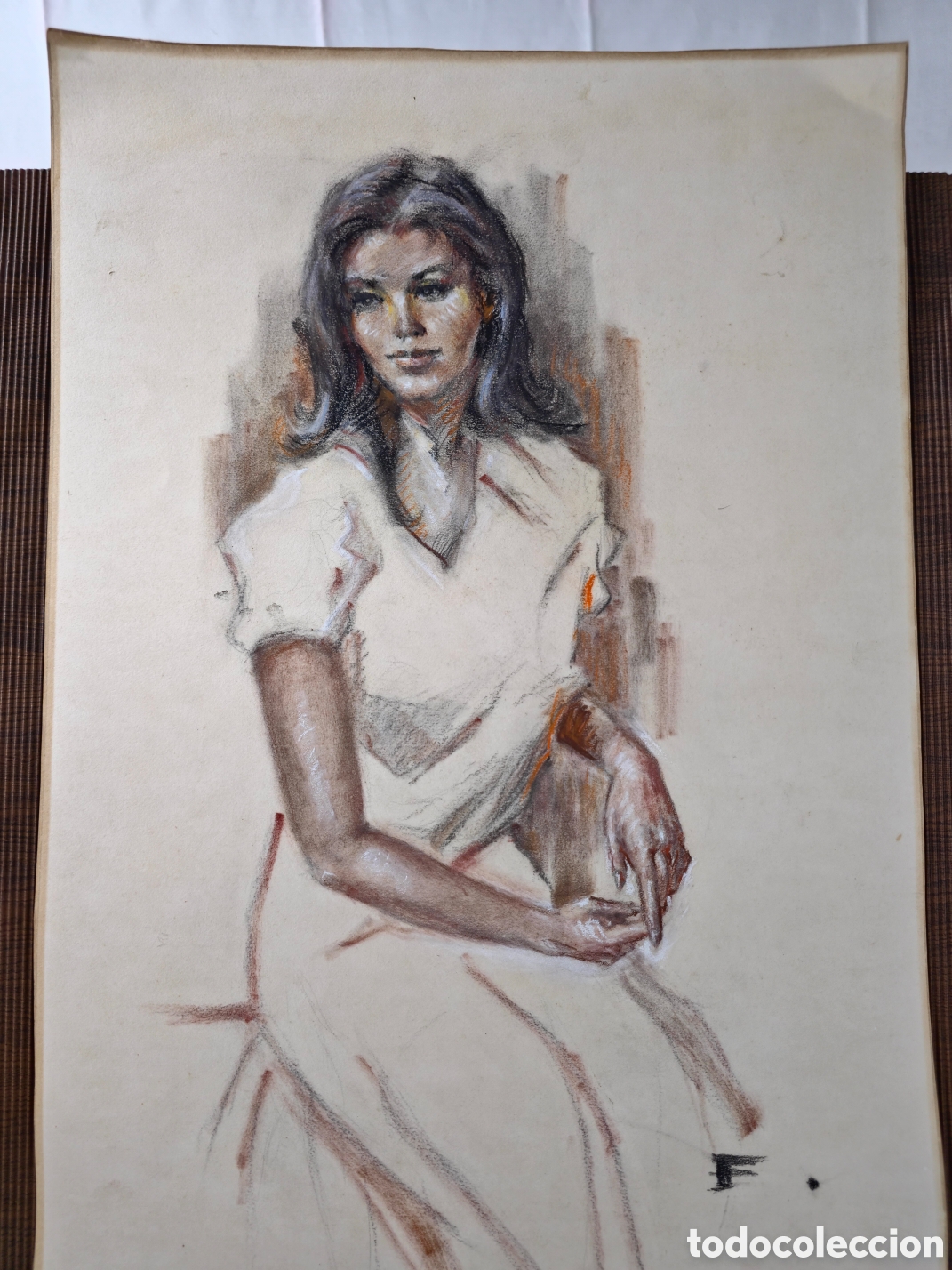 Arte: Retrato de Modelo al pastel An&oacute;nimo - Foto 2