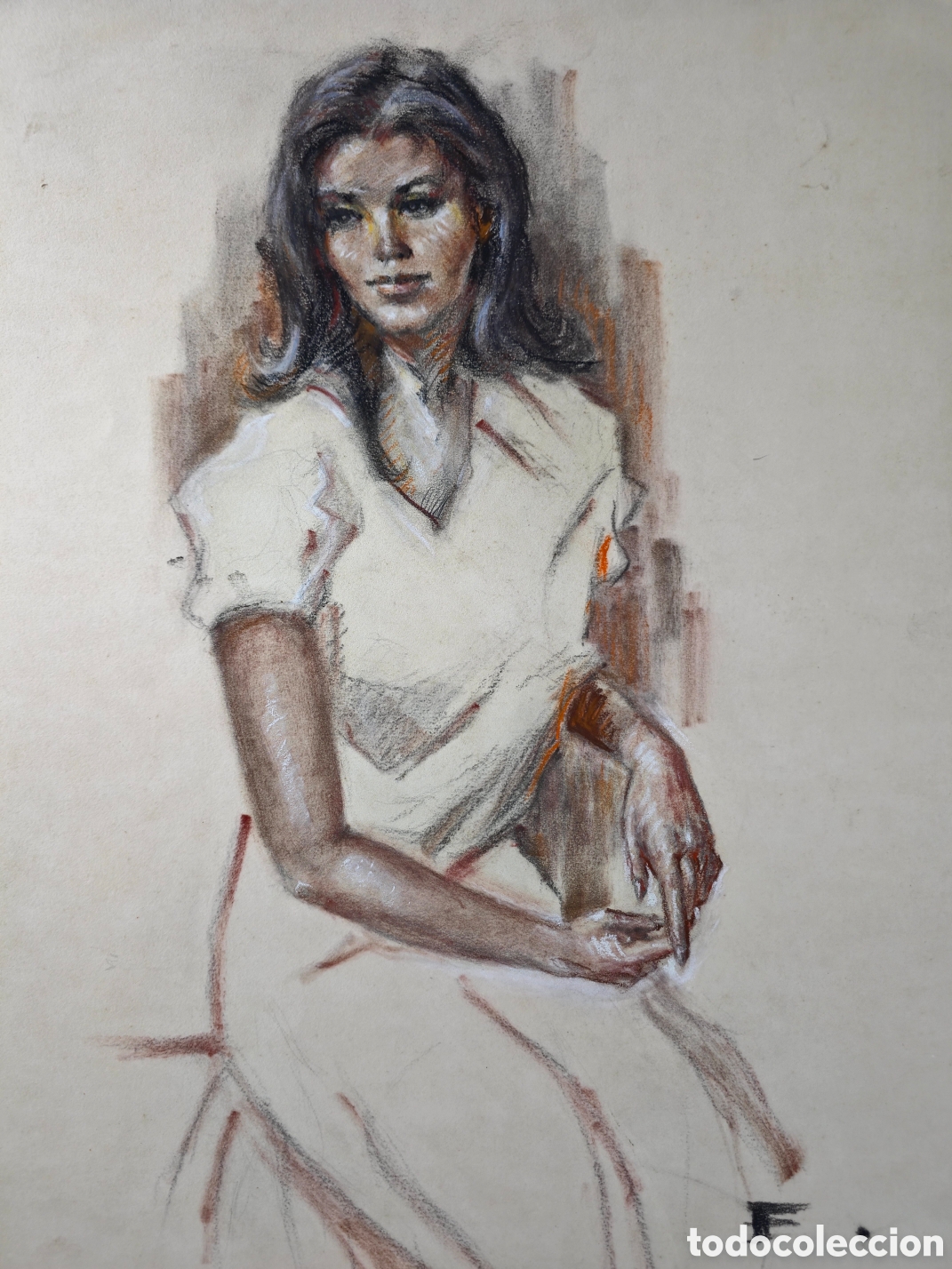 Arte: Retrato de Modelo al pastel An&oacute;nimo - Foto 1