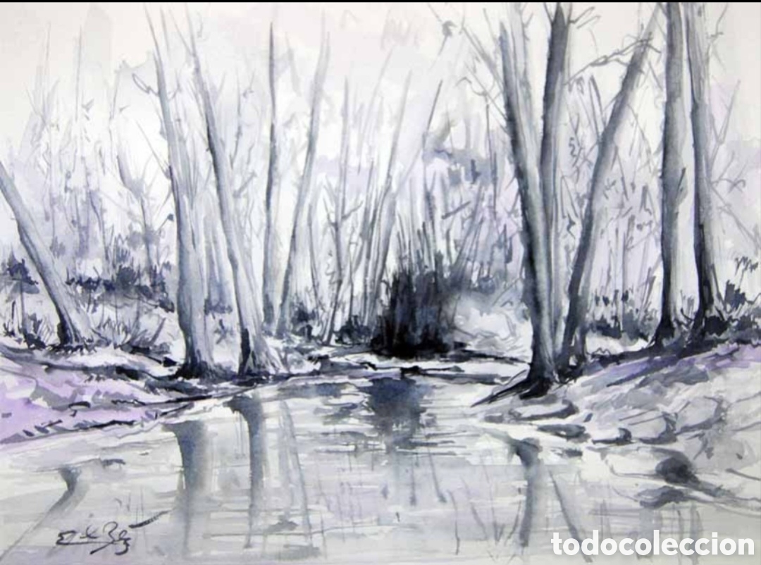 Arte: Acuarela estanque Arroyo - Foto 1