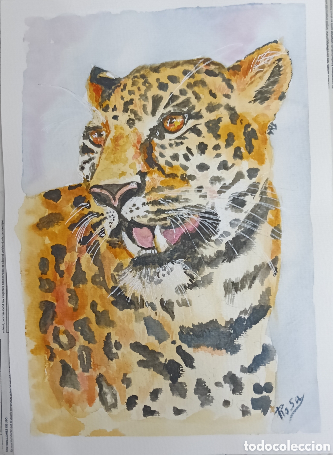 Arte: Acuarela. Leopardo original - Foto 1