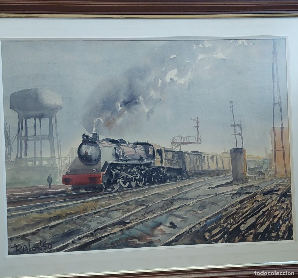 Arte: Rafael Alonso . Ferrocarril acuarela - Foto 1