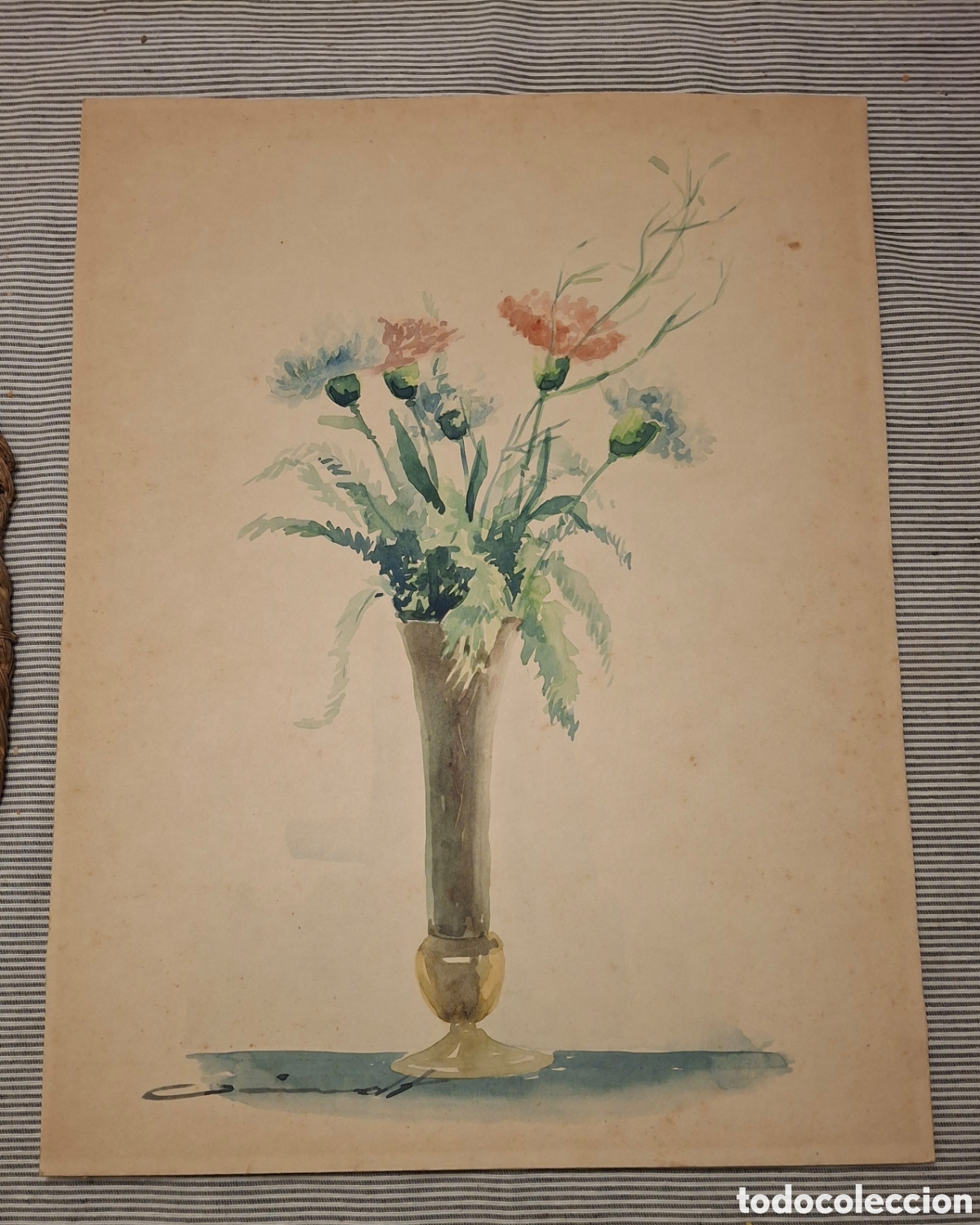 Arte: Acuarela florero claveles - Foto 1