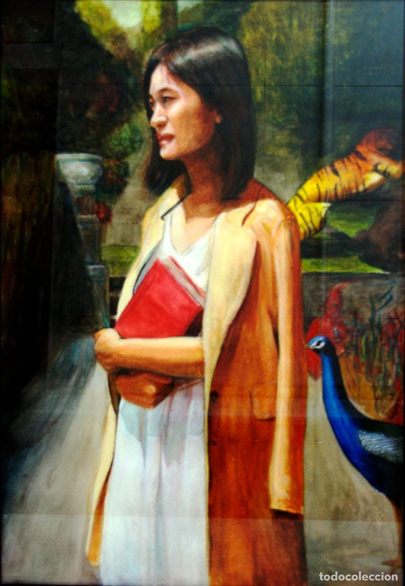 Arte: Acuarela mujer asi&aacute;tica. - Foto 1