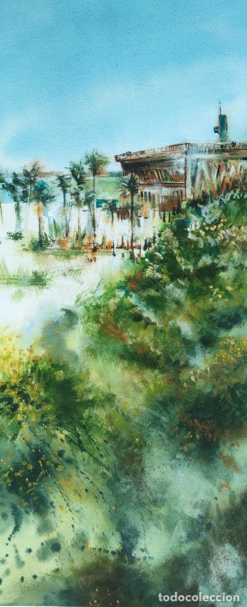 Arte: Acuarela original de Olimpia Manj&oacute;n. El cable ingl&eacute;s. Almeria. 26 x 60 cms