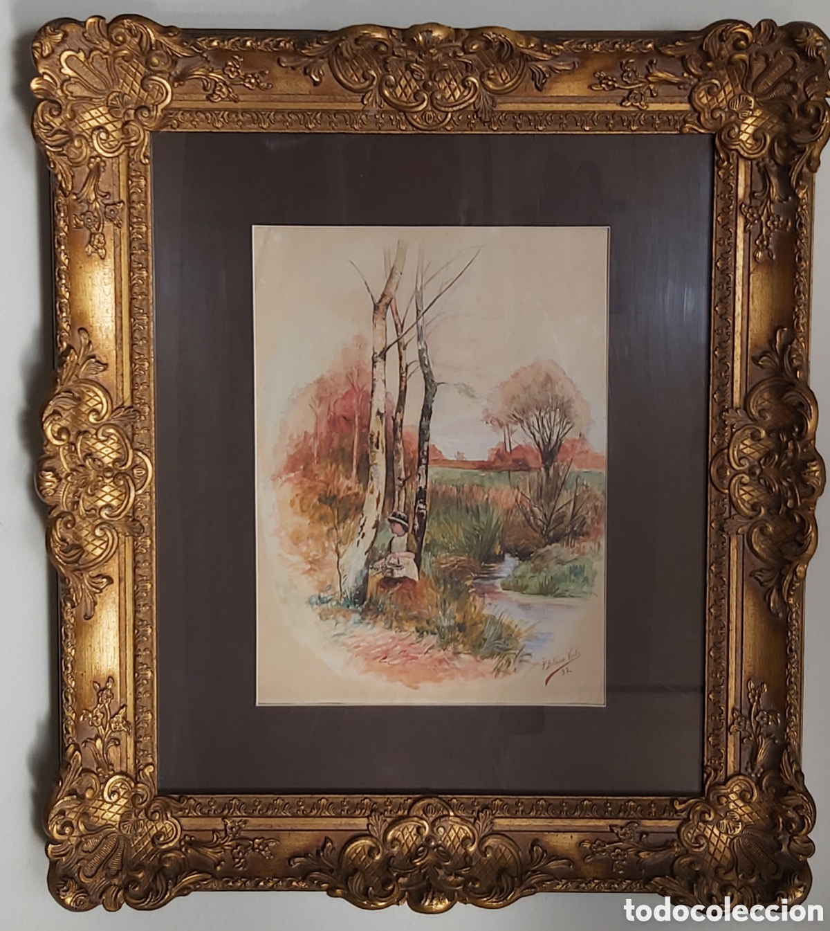 Arte: PEDRO BLANES VIALE .Acuarela y gouache sobre papel. Paisaje Escuela Uruguaya. Firmada y fechada