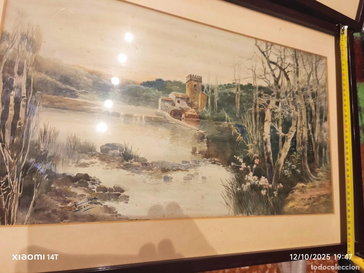 Arte: E. Amador (Sevilla) &ndash; Gran acuarela paisaje andaluz &ndash; Firmada