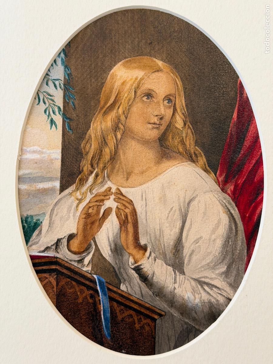 Arte: acuarela del S. XIX , retrato sin firmar ,