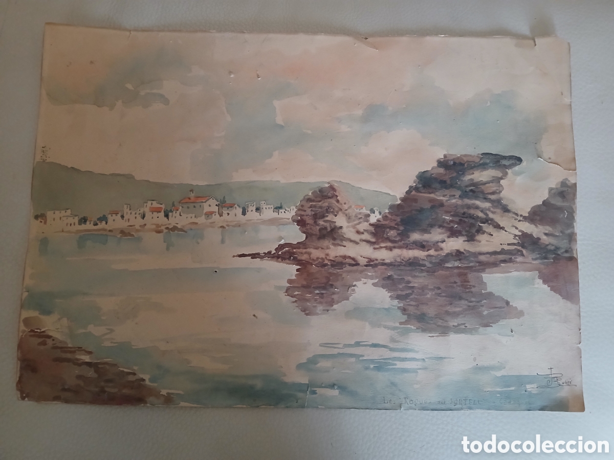Arte: J. Rubio. Les Roques del Sortell a Cadaques. Acuarela - Foto 2