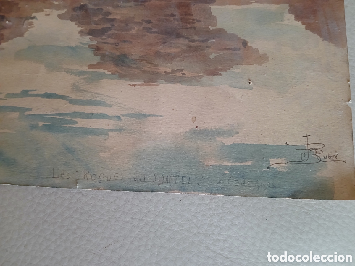 Arte: J. Rubio. Les Roques del Sortell a Cadaques. Acuarela - Foto 3
