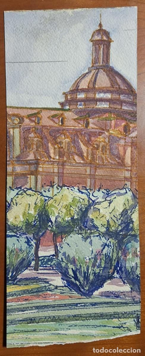 Arte: Sin t&iacute;tulo ---- Acuarela paisaje edificio con c&uacute;pula - Foto 1