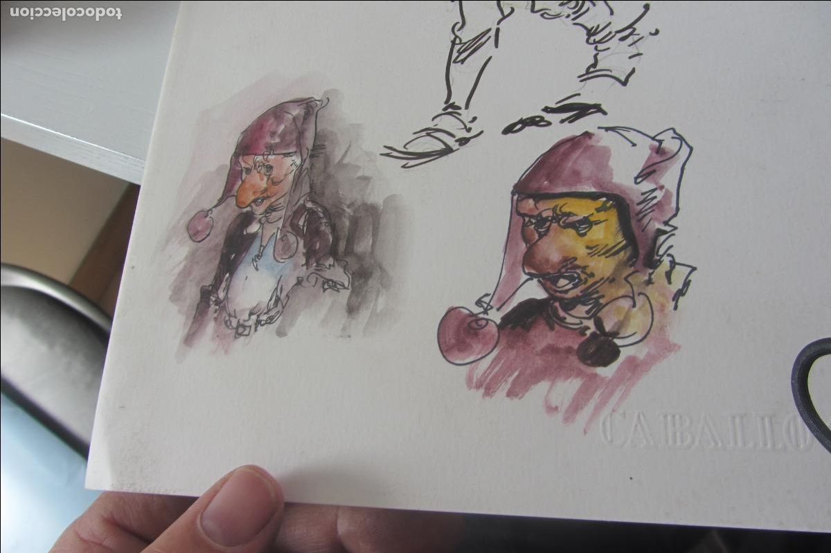 Arte: ESTUDIO PERSONAJE EN TINTA Y ACUARELA SIN FIRMA lee descripcion arx347