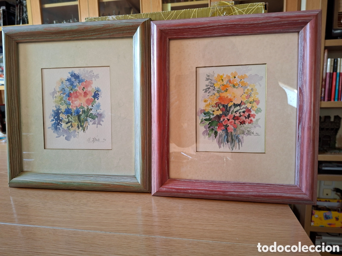 Arte: PAREJA DE CUADROS DE FLORES (A. DIAZ, 94)