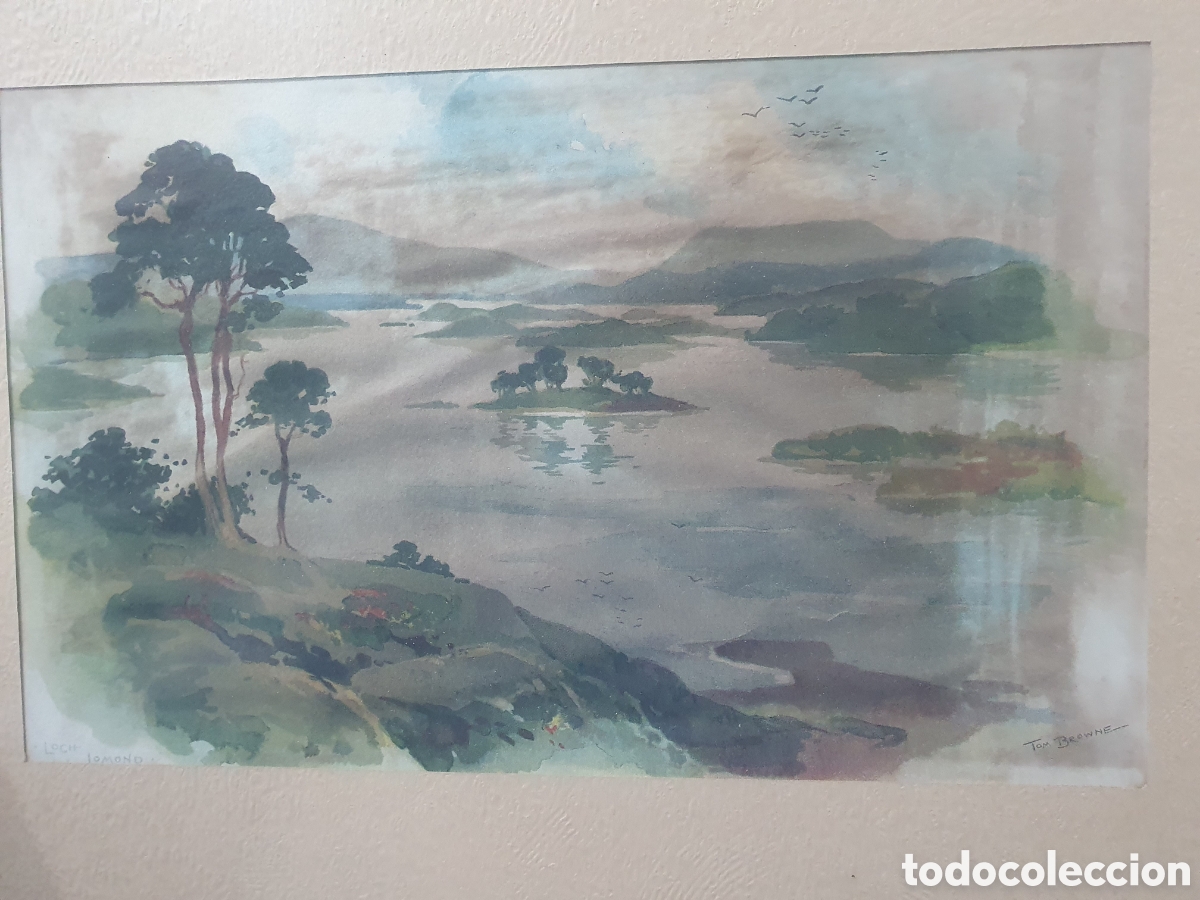 Art: SALIDA 0.01&euro;. Tom Browne (1872-1910). Acuarela Lago Lomond. Ver fotos.