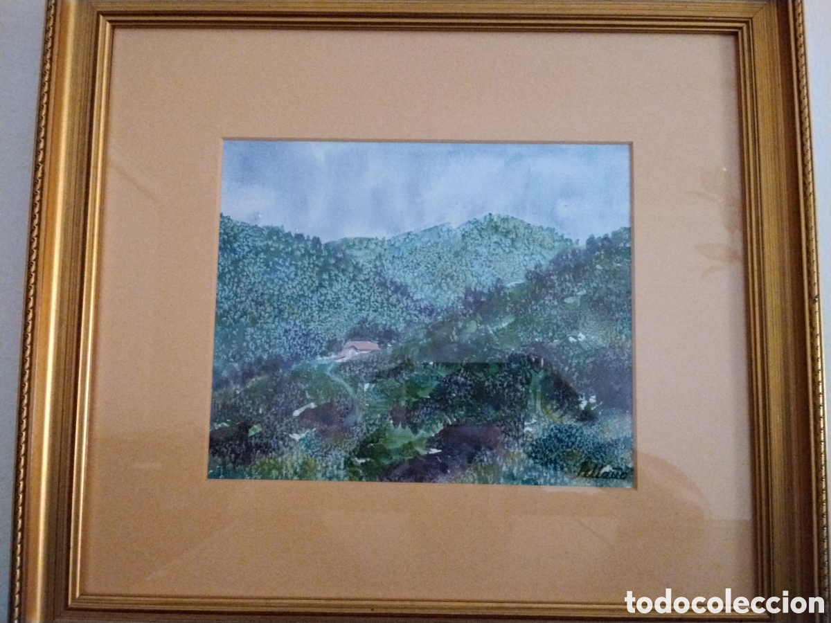 Arte: Acuarela original firmada Sellano &ndash; paisaje enmarcado