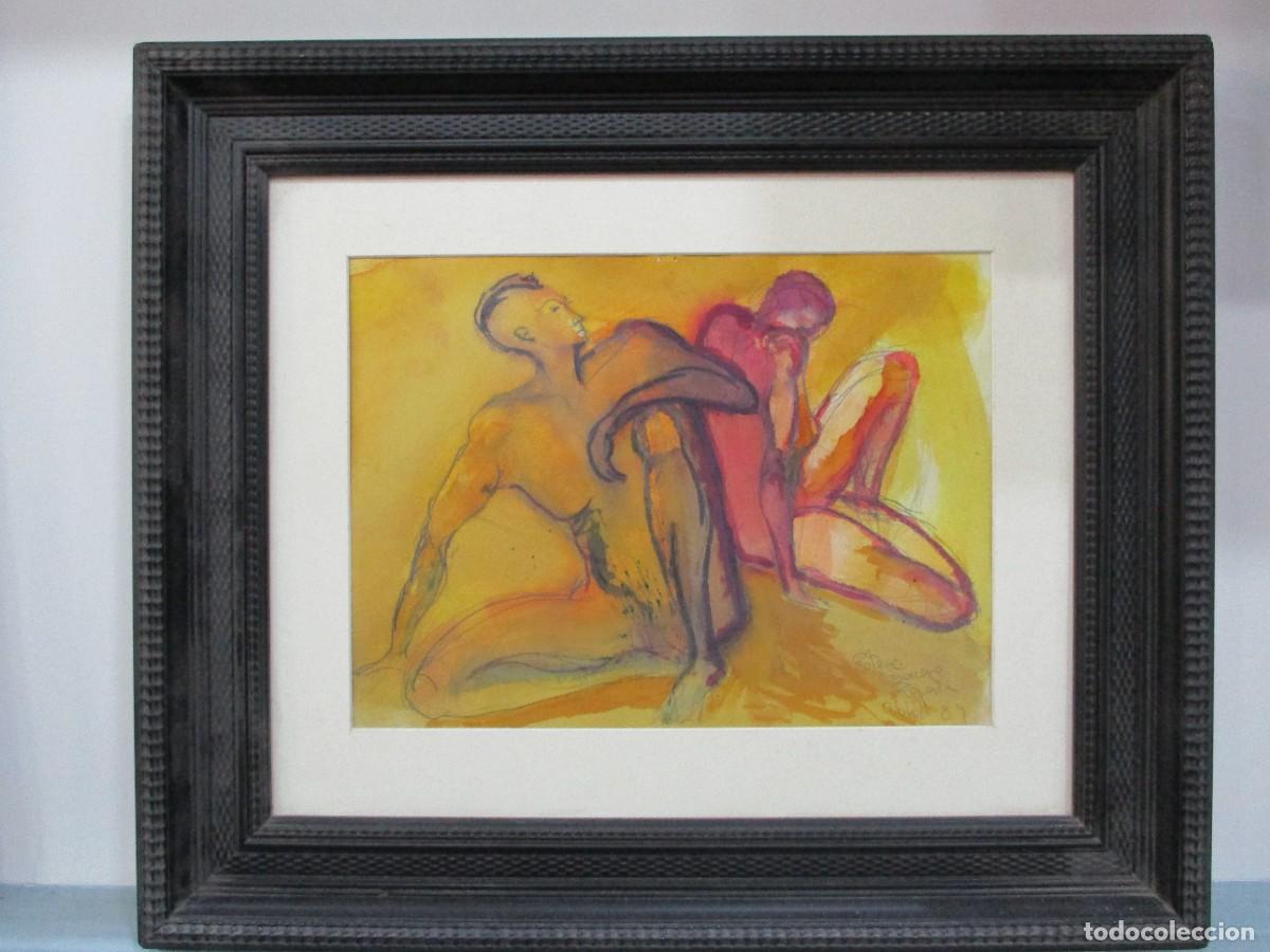 Arte: OBRA ESTEVE CASANOVA ZAPATA - TECNICA MIXTA - &rdquo; CUERPOS &rdquo; - ENMARCADO - VIC 1989-