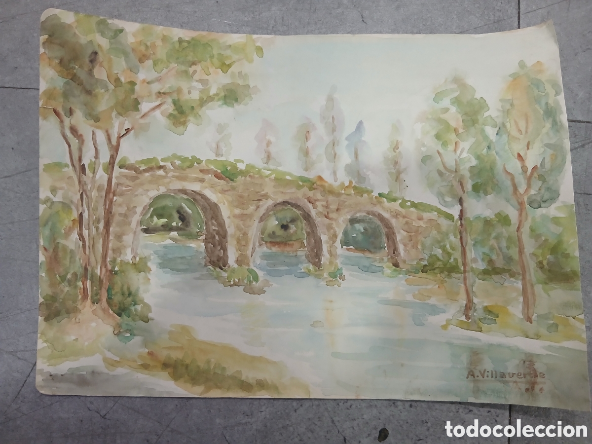 Kunst: Antonia Villaverde Pumar. Carballo. Acuarela. Arte gallego. (L98)