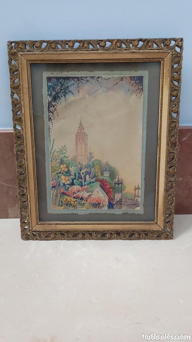 Arte: Preciosa Acuarela Micalet Valencia Firmada T. Villalba y fechada en 1937