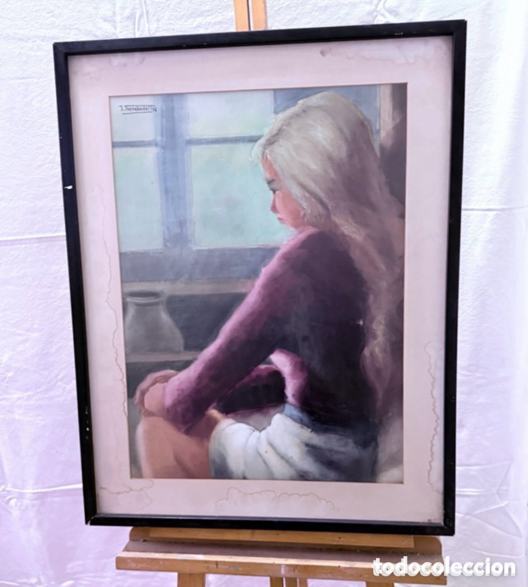 Kunst: Joan Torrabadell 1976. Acuarela figura femenina interior