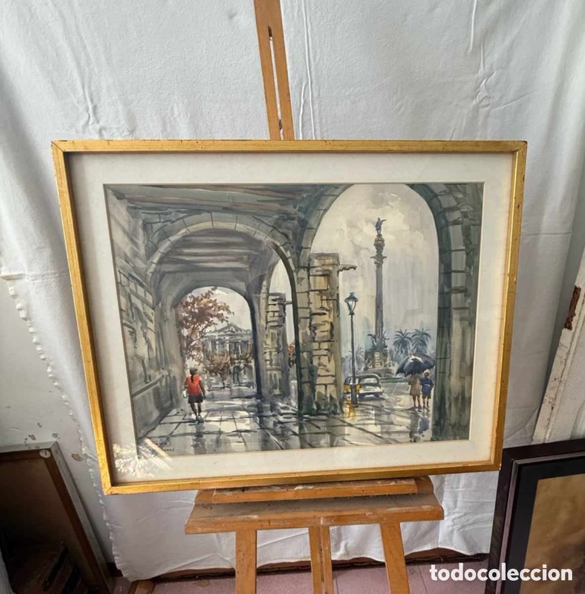 Art: Acuarela urbana Atarazanas firmada Ram&oacute;n Fan&eacute;s firmada ( 75x60 cm).