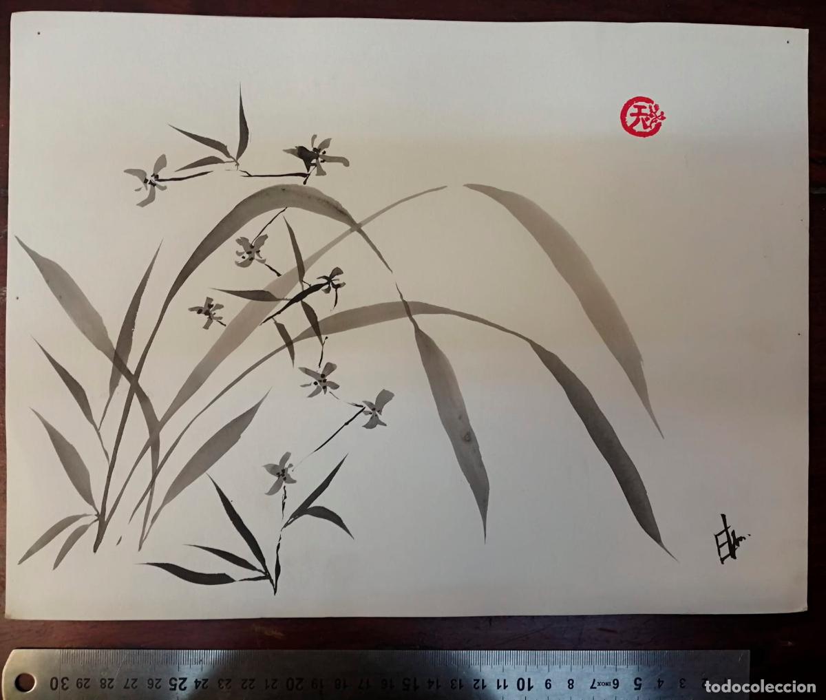 Arte: Ilustracion cuadro Tinta china - bambu - original - 33 cm x 22 cm