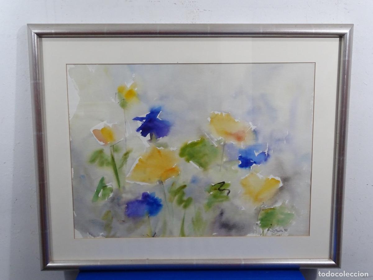 Arte: GRAN ACUARELA MAR&Iacute;A DOLORS RAICH 93. FLORES. TRAZO PERSONAL Y SEGURO.