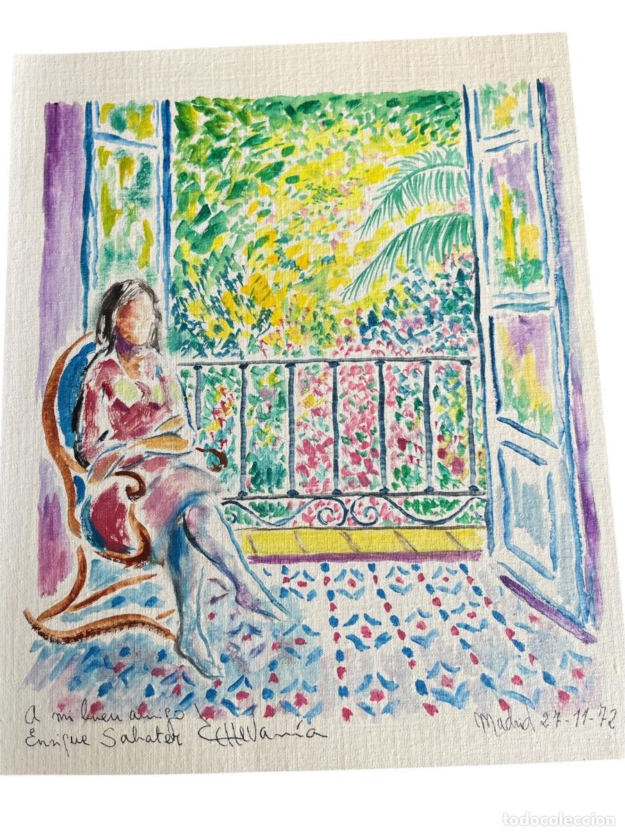 Arte: ACUARELA DE FEDERICO ECHEVARR&Iacute;A DEDICADO A ENRIC SABATER SECRETARIO DE DALI 1972