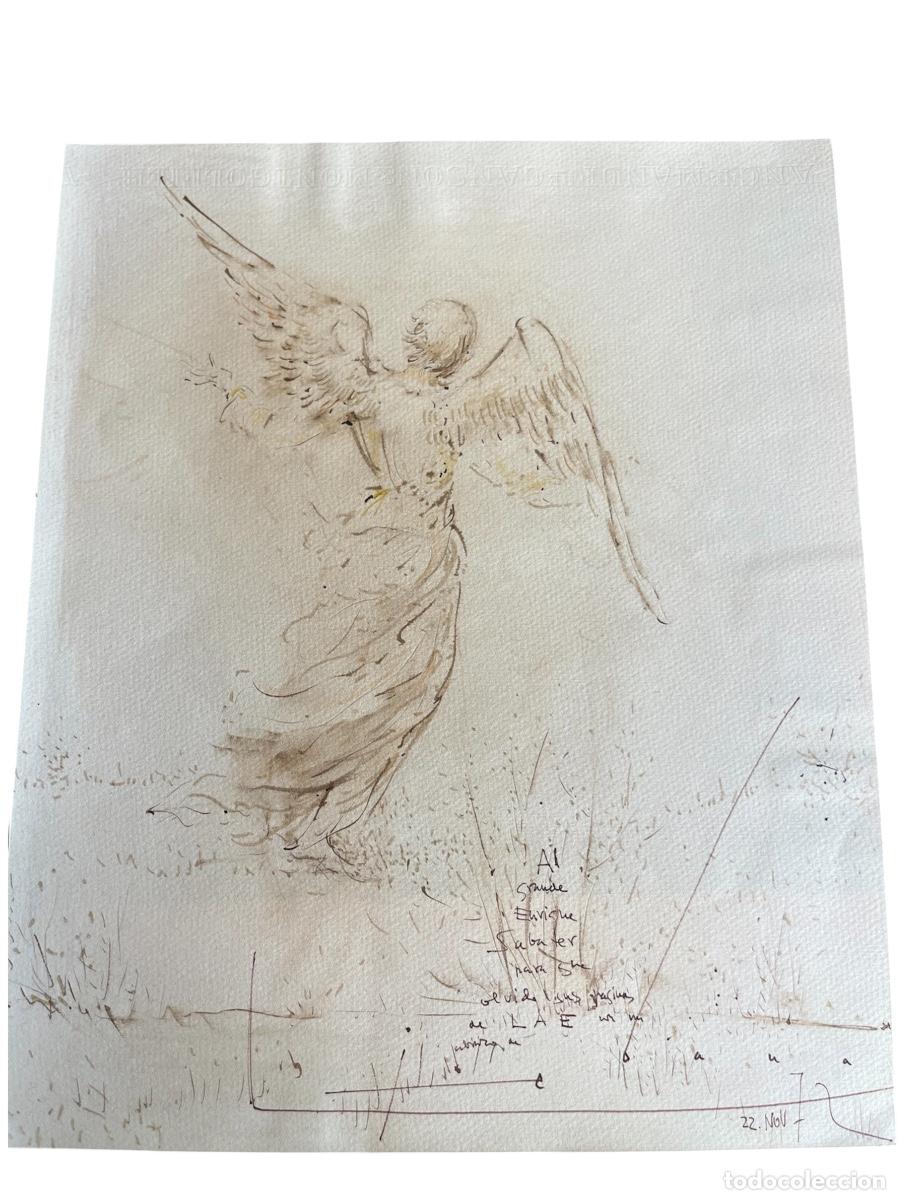 Arte: ACUARELA DE GIN&Eacute;S LIEBANA DEDICADO A ENRIC SABATER SECRETARIO DE DALI 1972