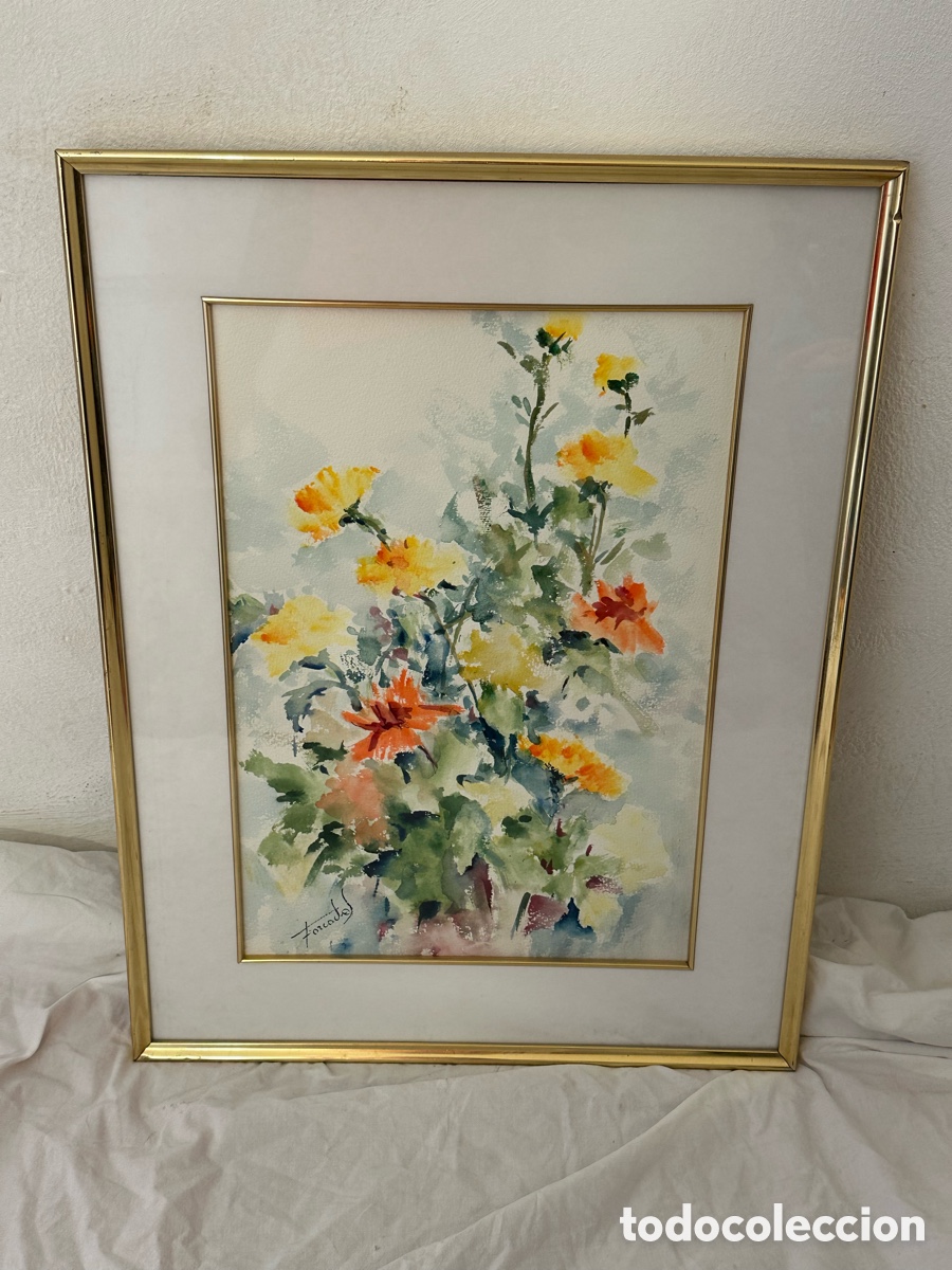 Arte: Mar&iacute;a Dolors Forcades i Vives acuarela sobre papel firmada enmarcada.