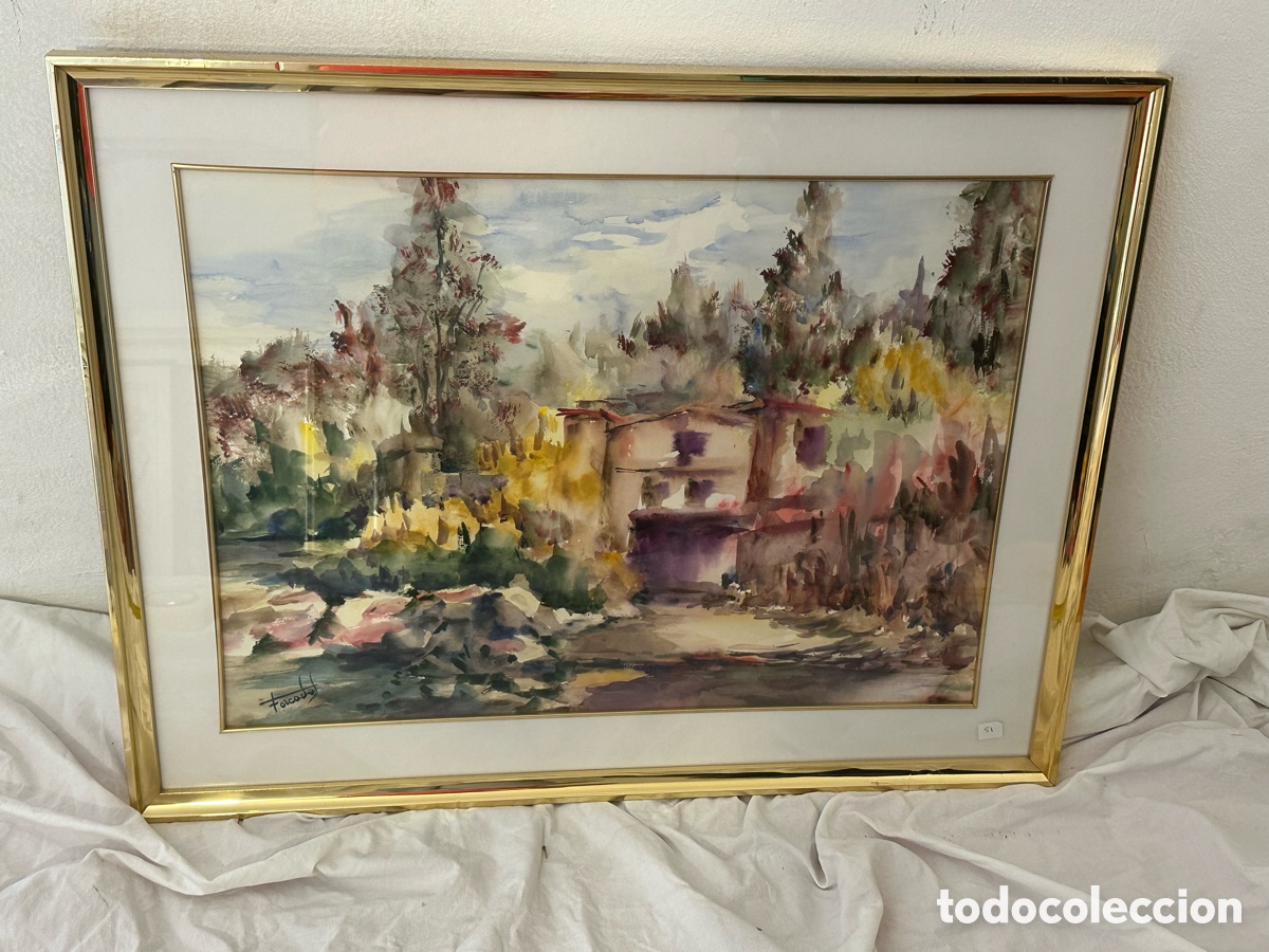 Arte: Mar&iacute;a Dolors Forcades i Vives acuarela sobre papel firmada enmarcada.