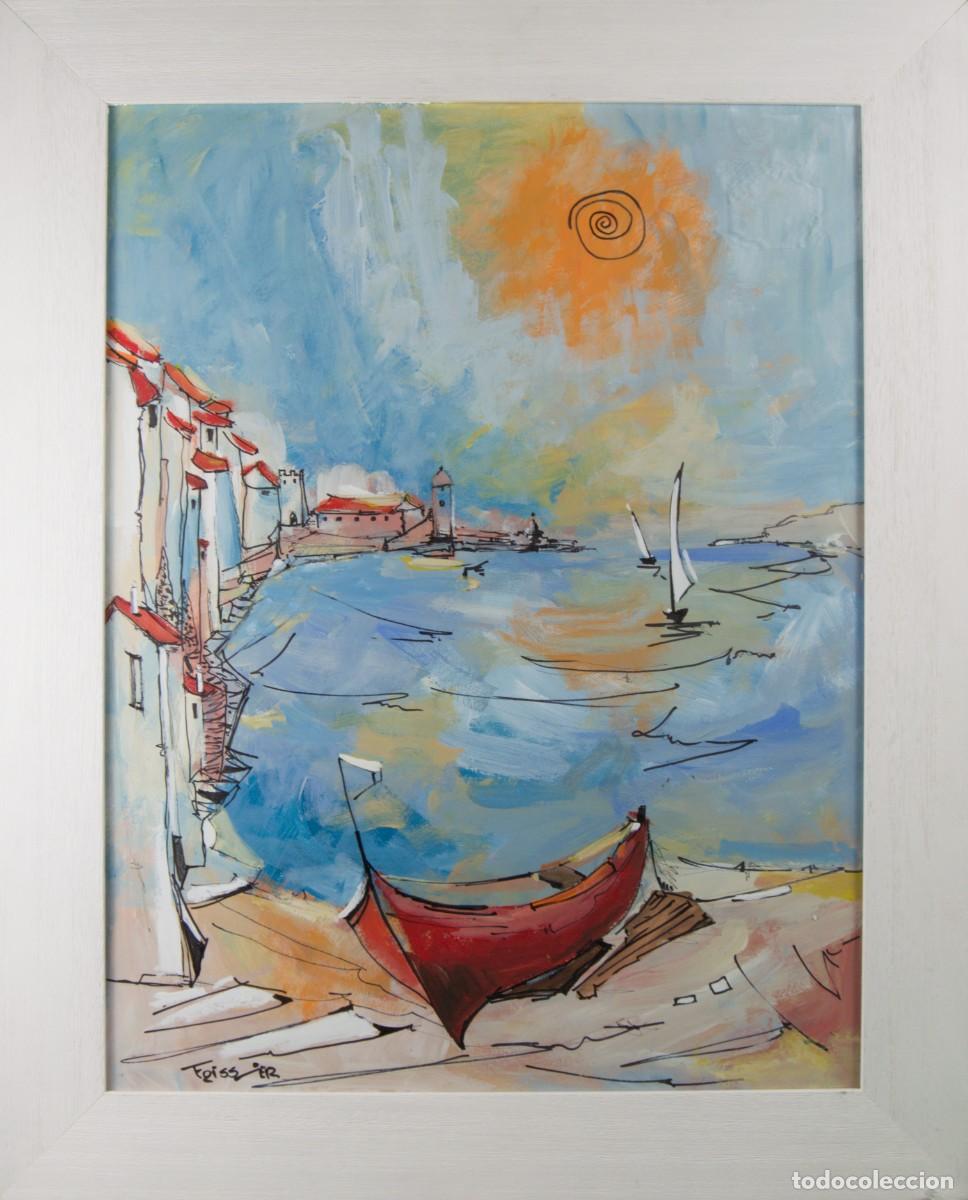 Arte: MARTINE FOISSIER | Marina de Banyuls-sur-Mer | Acr&iacute;lico y Acuarela | Estilo Fauvista