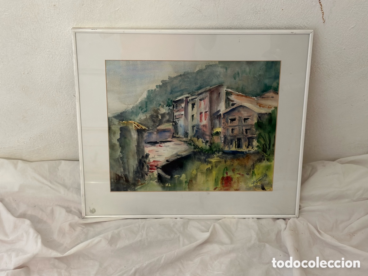 Arte: Mar&iacute;a Dolors Forcades i Vives acuarela sobre papel firmada enmarcada.