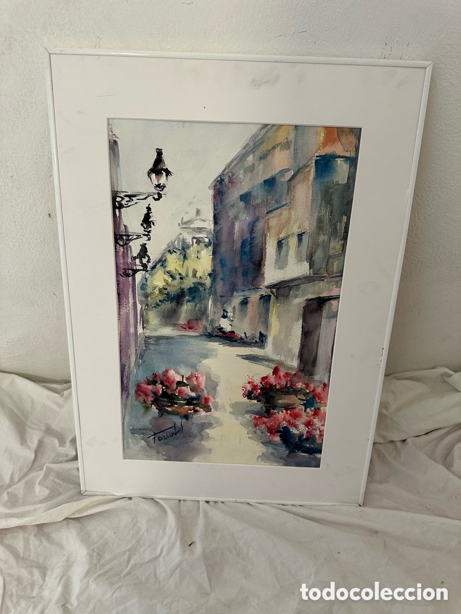 Arte: Mar&iacute;a Dolors Forcades i Vives acuarela sobre papel firmada enmarcada.