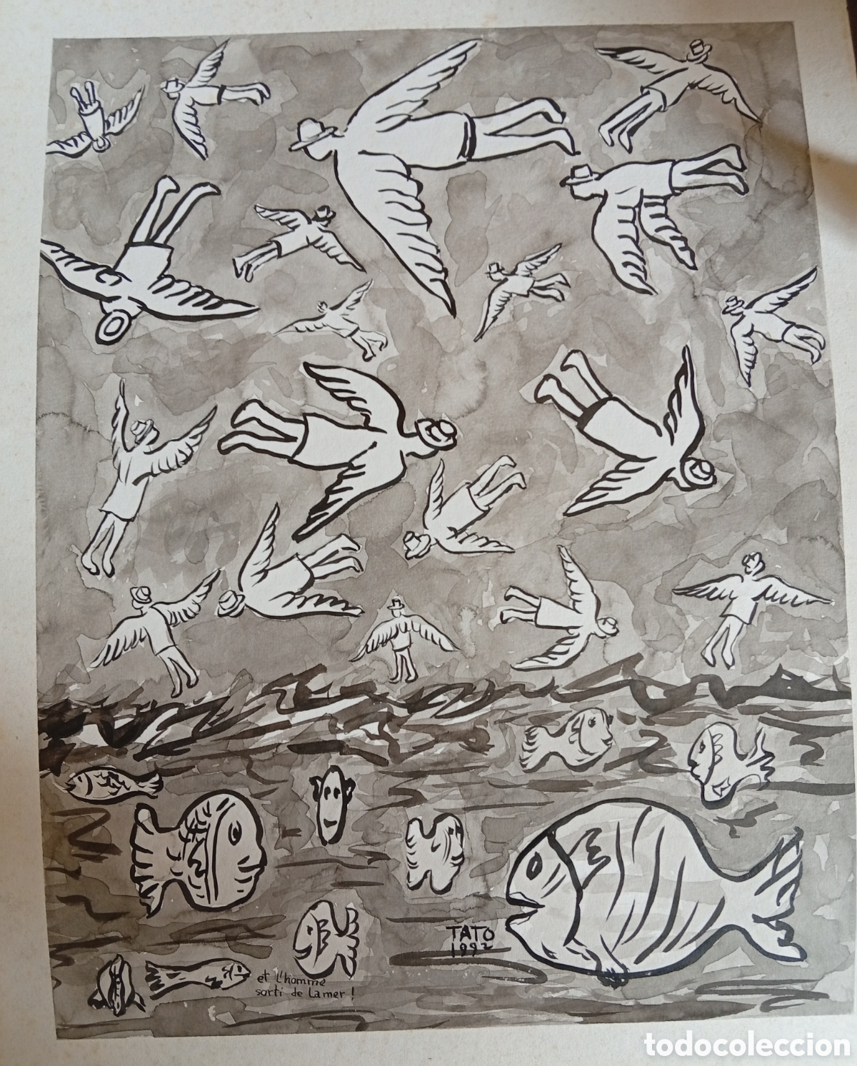 Arte: Pintura gallega t&eacute;cnica mixta acuarela del gran pintor Jos&eacute; Tato L&oacute;pez (Pontevedra1944-2023)