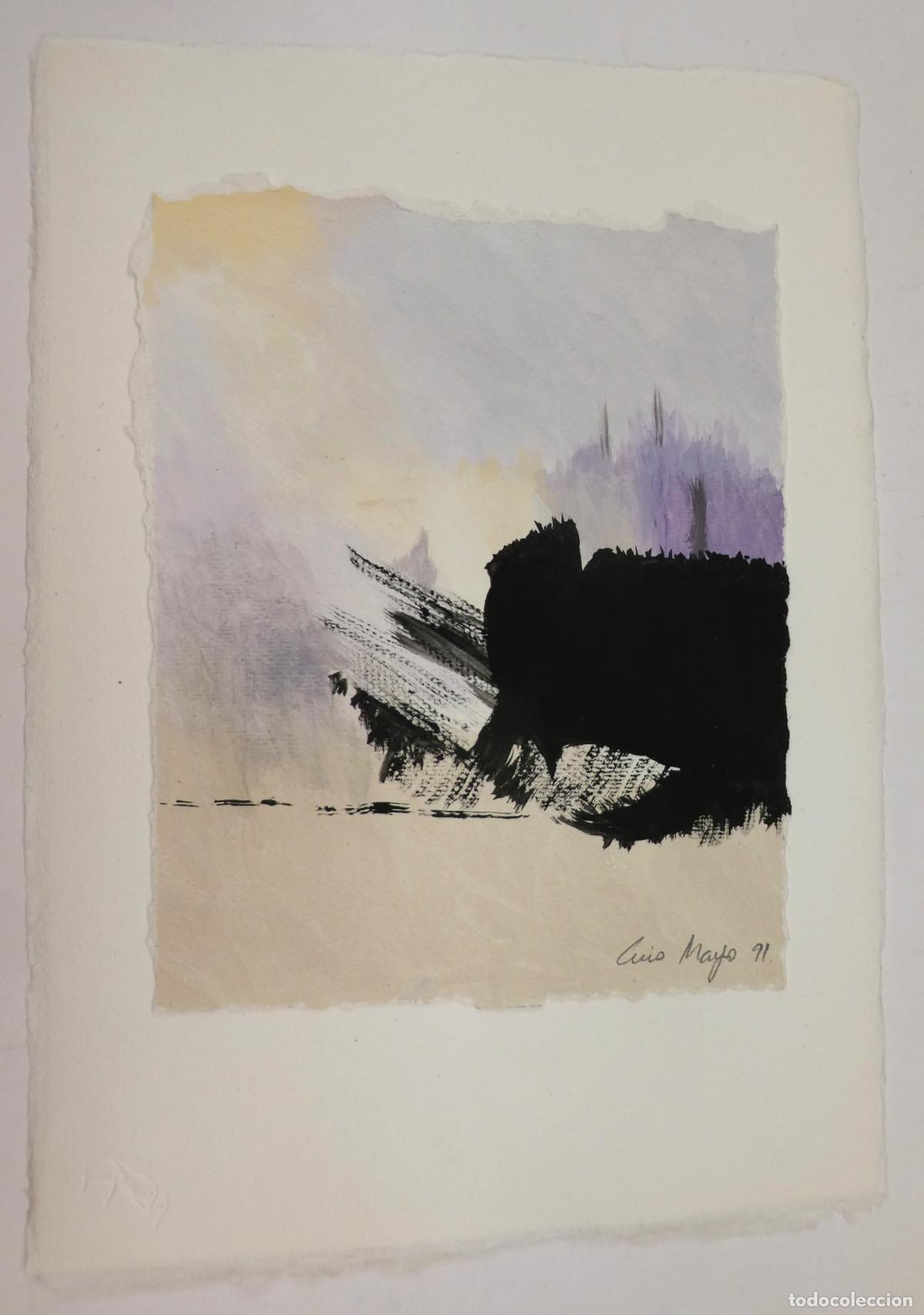 Arte: Peque&ntilde;a acuarela firmado Luis Mayo 91 , mide 21X16 cm. y 31X21 cm total