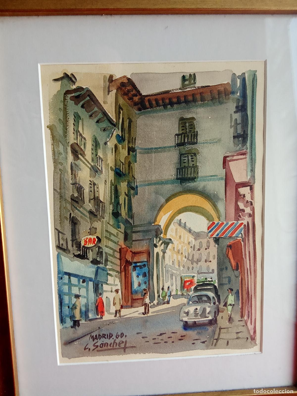 Arte: Acuarela original de Carlos S&aacute;nchez, a&ntilde;o 1960, calle Postas de Madrid.