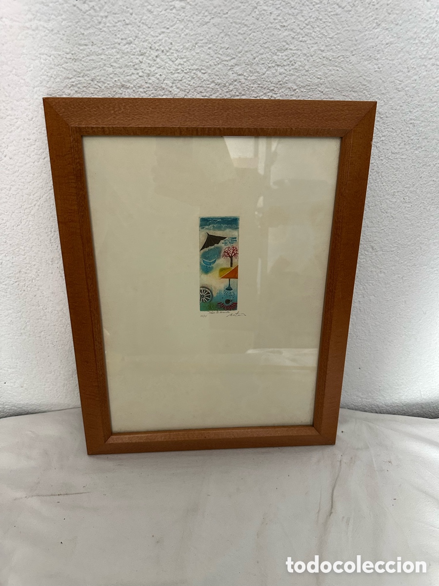 Arte: Acuarela original firmada y numerada Sabor de recuerdos 32 75 enmarcada bajo cristal