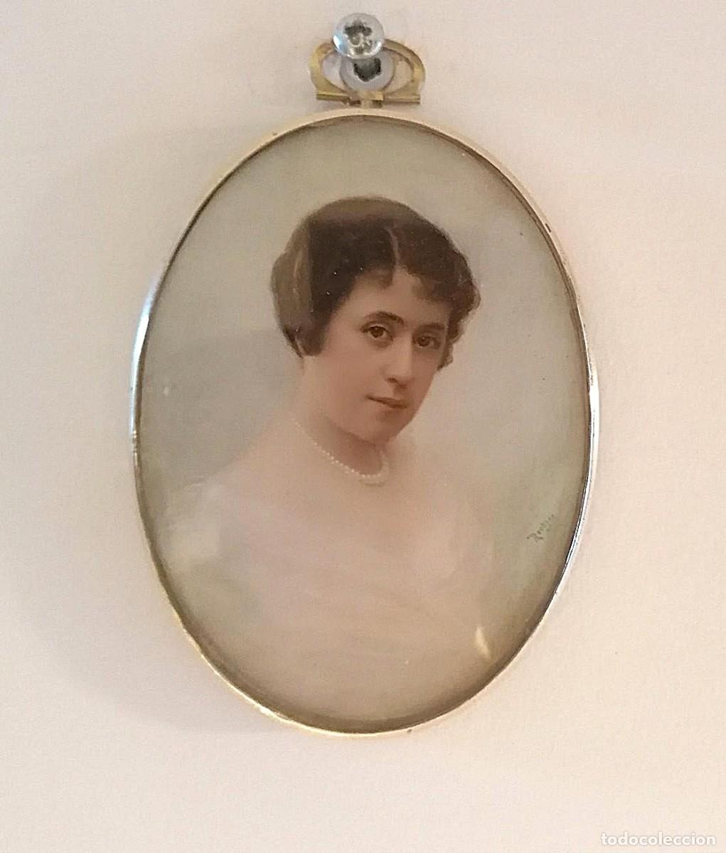 Arte: Retrato en miniatura: Marco de plata sueco de 1927, firmado.