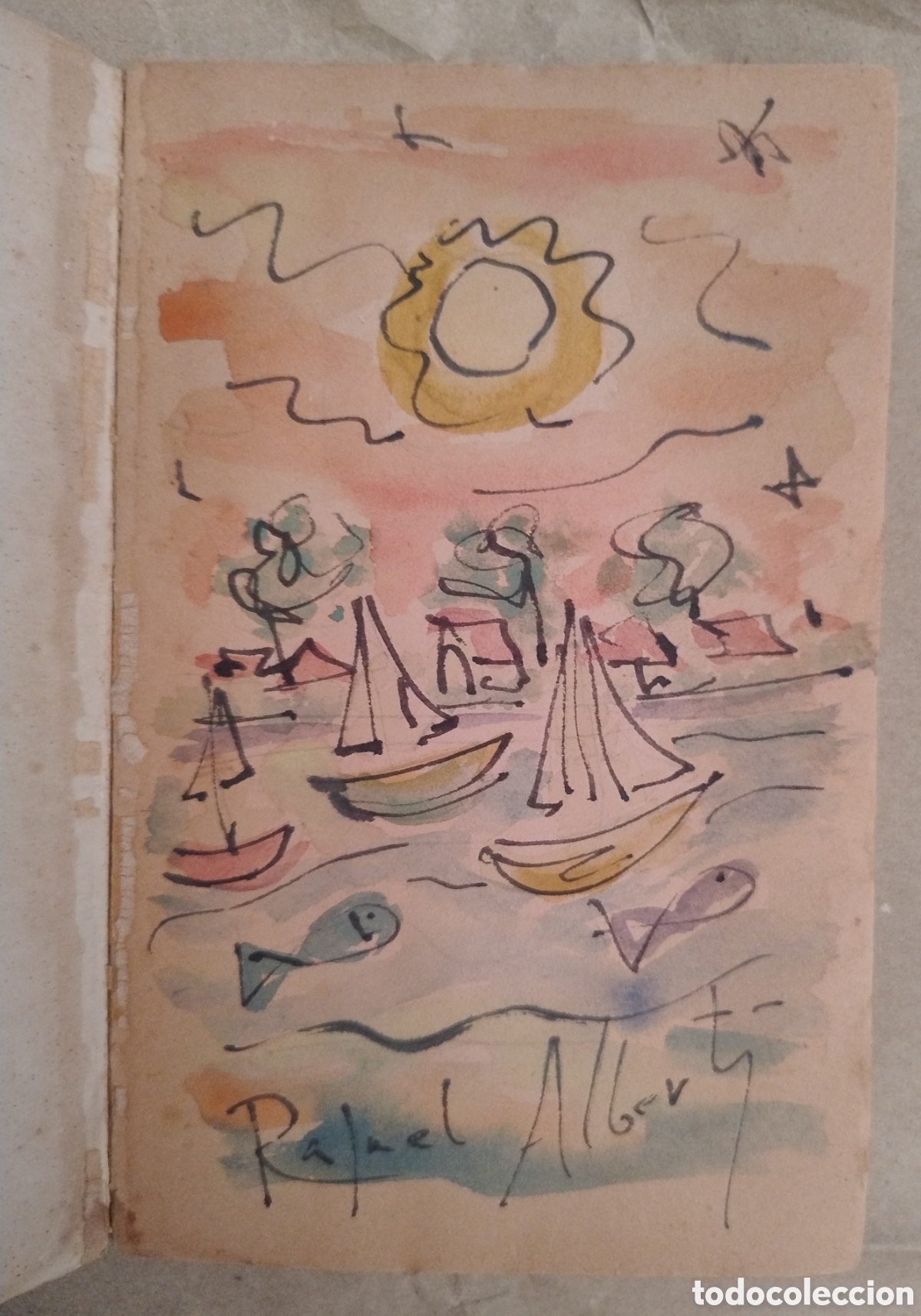 Arte: Acuarela original Rafael Alberti. En libro de poemas