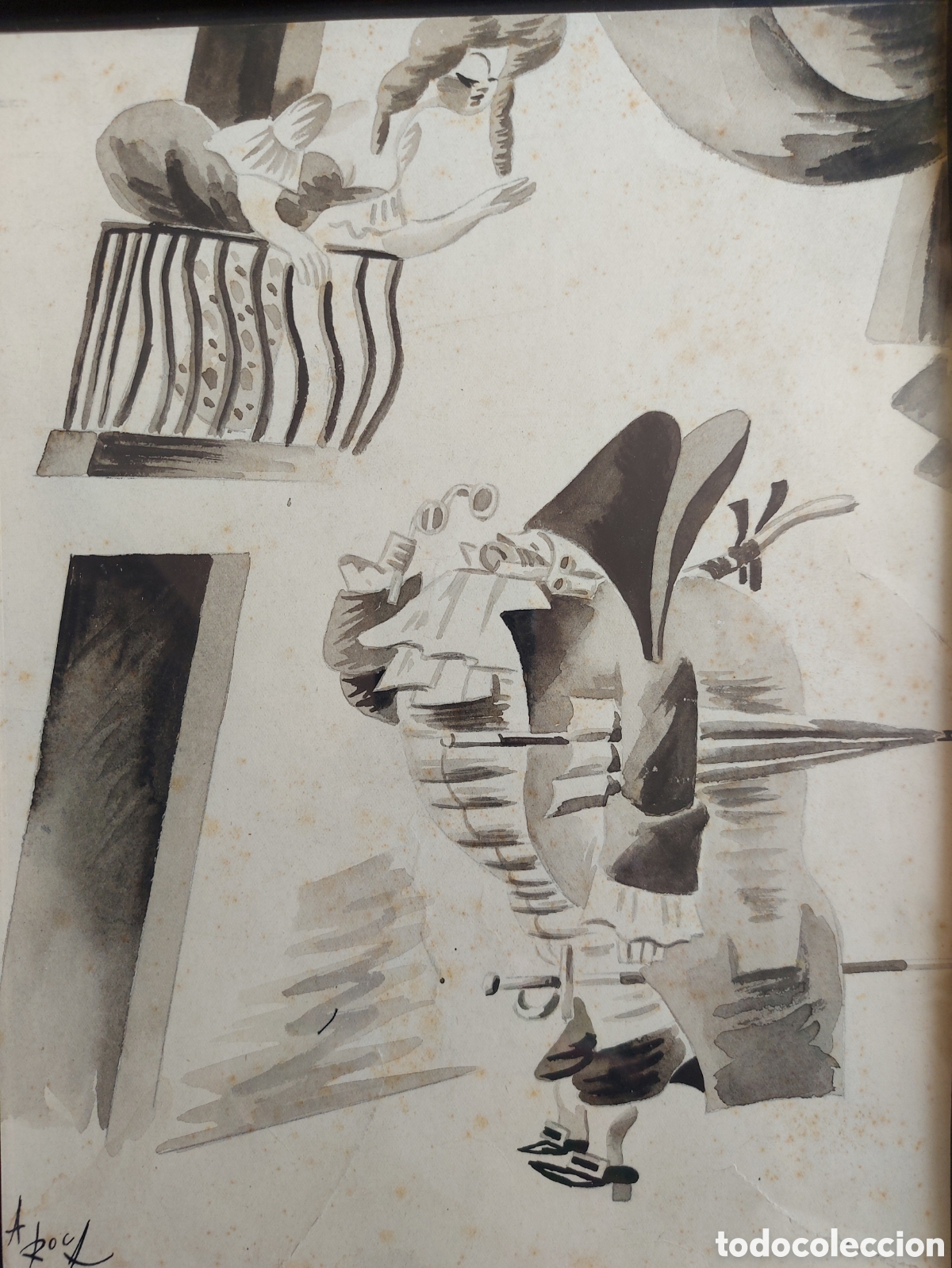 Arte: ANTONIO ROCA &rdquo;APUNTE DE UNA ESCENA DE &rdquo;EL CAFE&rdquo; DE CARLO GOLDONI&rdquo; ACUARELA