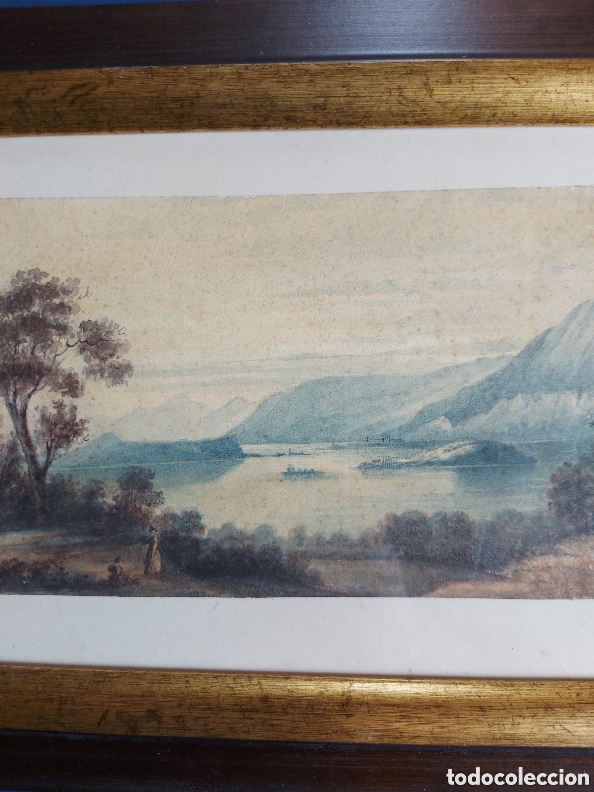 Arte: &rdquo;VISTA PANORAMICA DEL LAGO&rdquo; ACUARELA EPOCA