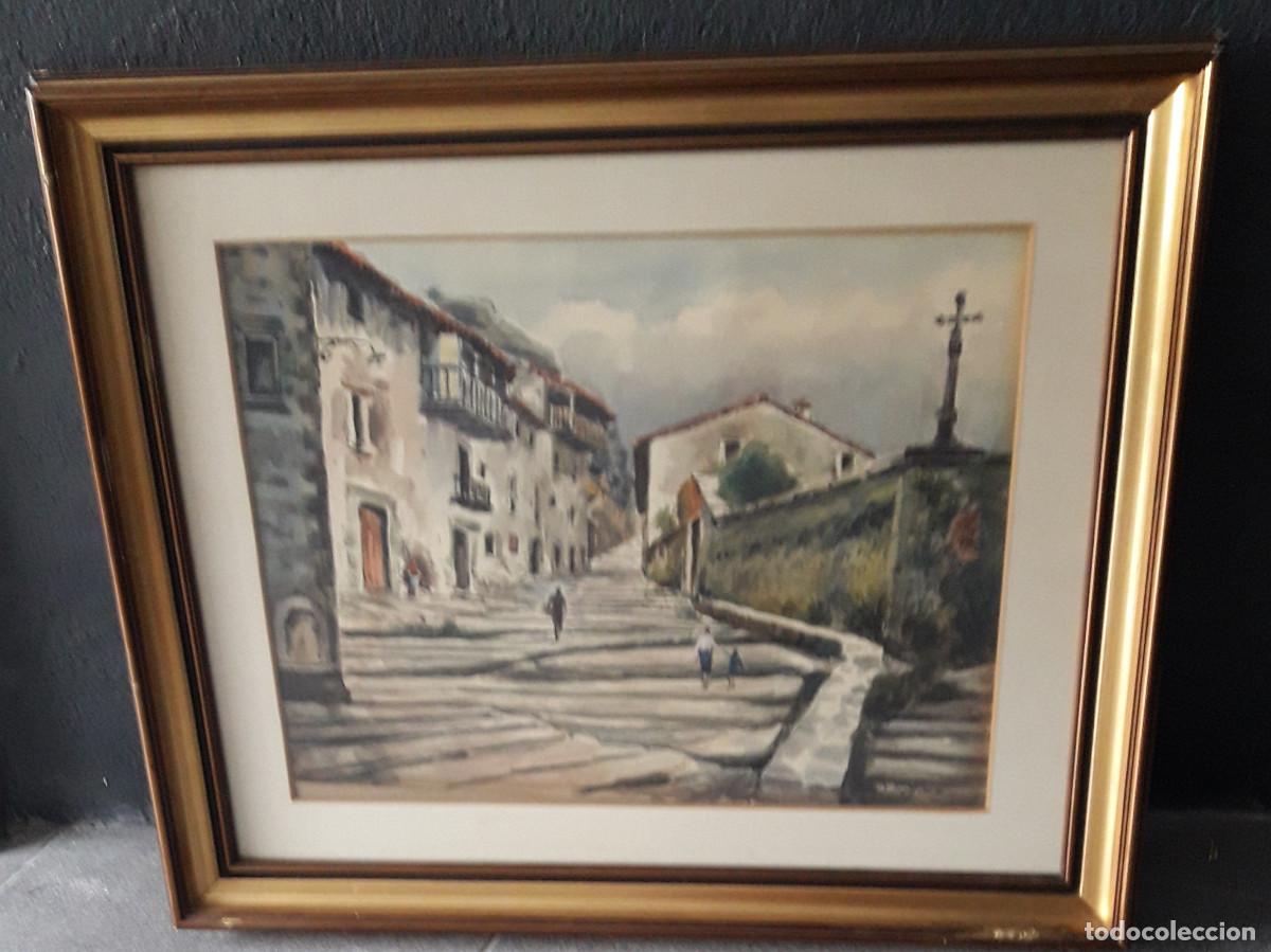 Arte: CUADRO PINTADO ACUARELA (POBLACI&Oacute;N RUPIT) CON FIRMA NOGUE.