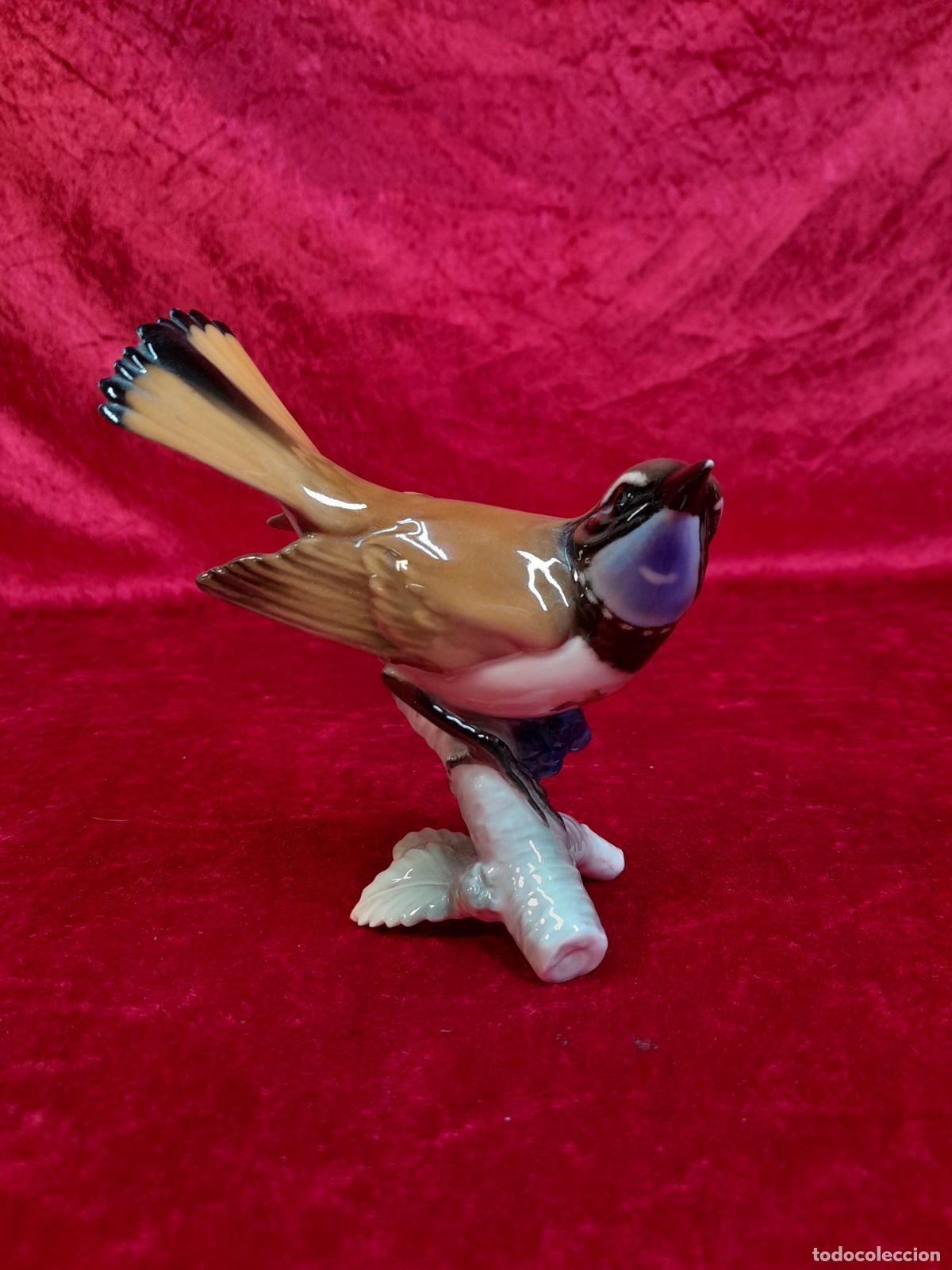 Arte: P&Aacute;JARO PECHIAZUL SOBRE RAMA CON BAYAS EN PORCELANA HUTSCHENREUTHER. SIGLO XX
