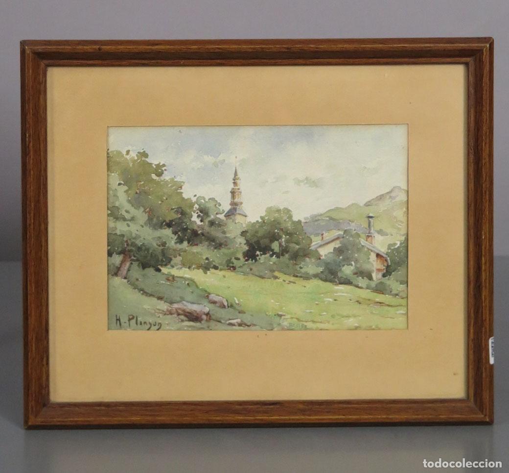 Arte: VISTA PAISAJE RURAL FRANCES. ACUARELA S/ PAPEL. FIRMADO H. PLANSON. PRINCIPIOS SIGLO XX