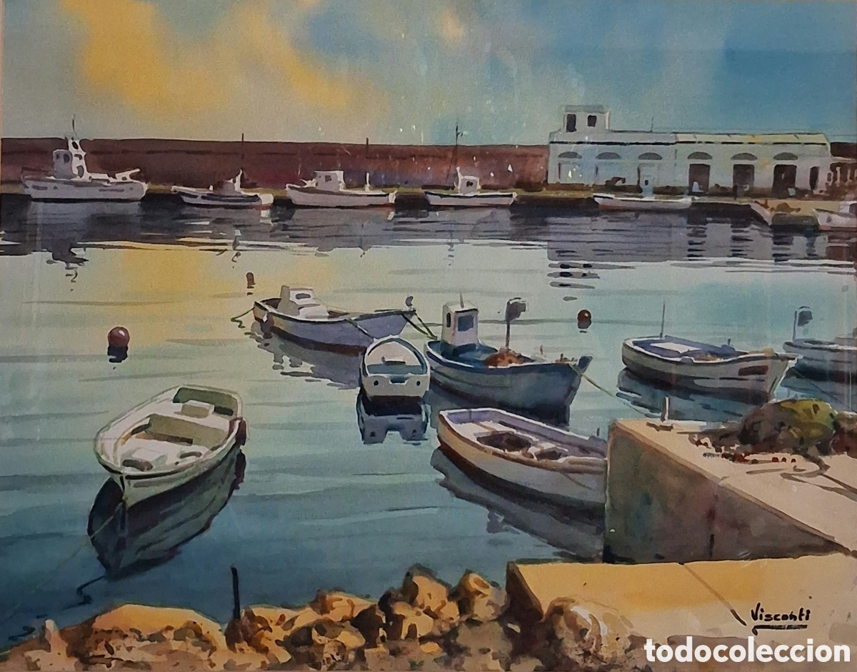 Arte: Acuarela Original Julio Vistonti - Puerto de Almer&iacute;a&rdquo; - 54x74 cm