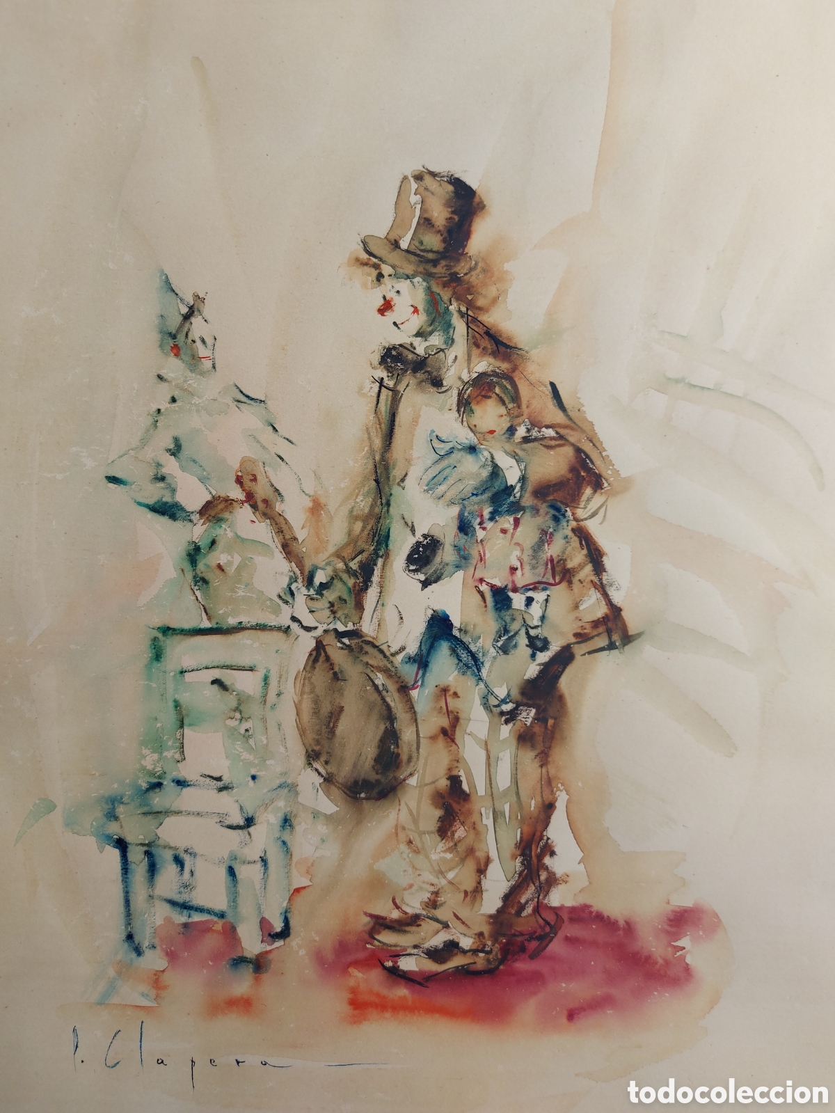 Arte: PERE CLAPERA &rdquo;APUNTE DEL NATURAL ESCENA DE PAYASOS&rdquo;