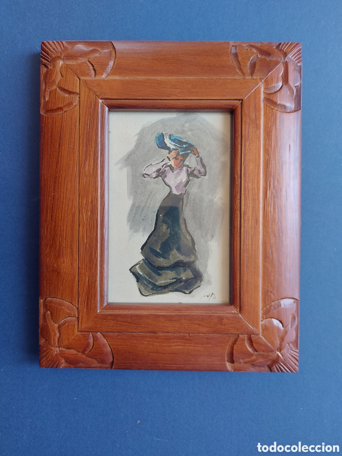 Arte: &rdquo;BOCETO MUJER ESTILO MODERNISTA&rdquo; ACUARELA EPOCA