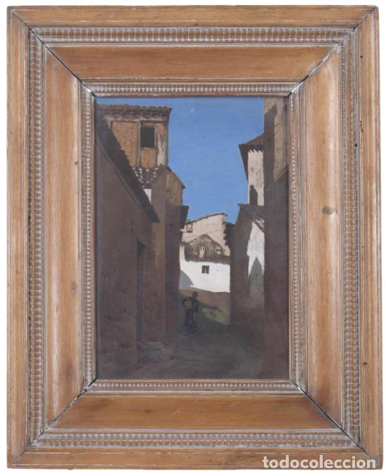 Arte: RAMON TUSQUETS (1837-1904). Vista de una calle de Toledo, 1871. Acuarela sobre papel