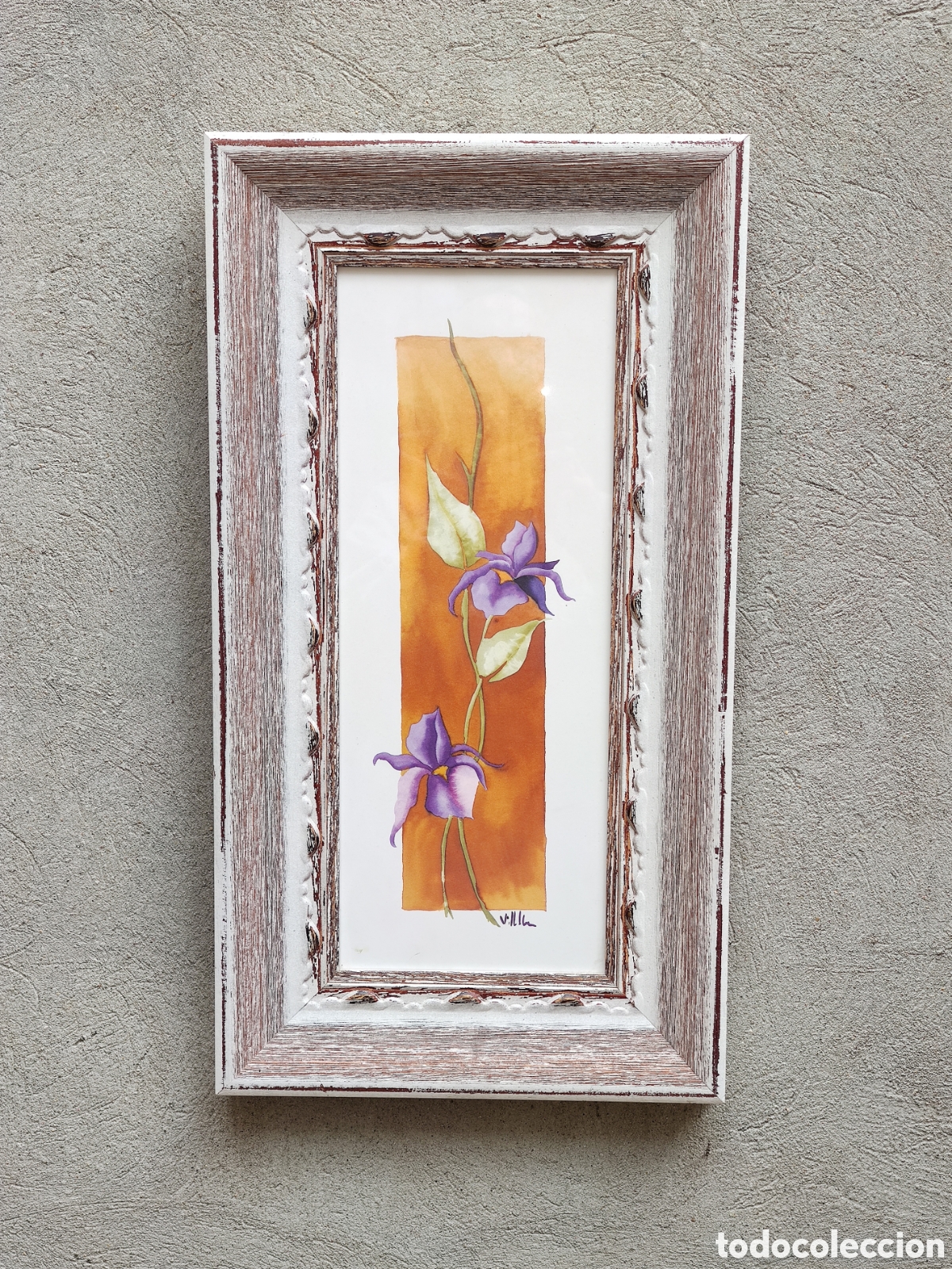 Arte: Cuadro Acuarela original Ramo de lirios/iris