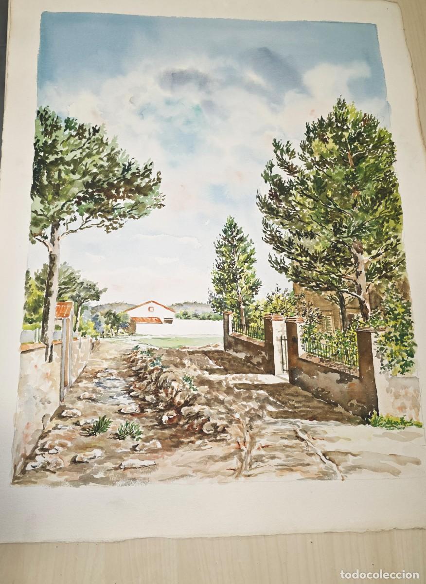 Arte: Acuarela formato grande sin firmar, atribuible a Puig Segarra. A&ntilde;os 50 s. XX