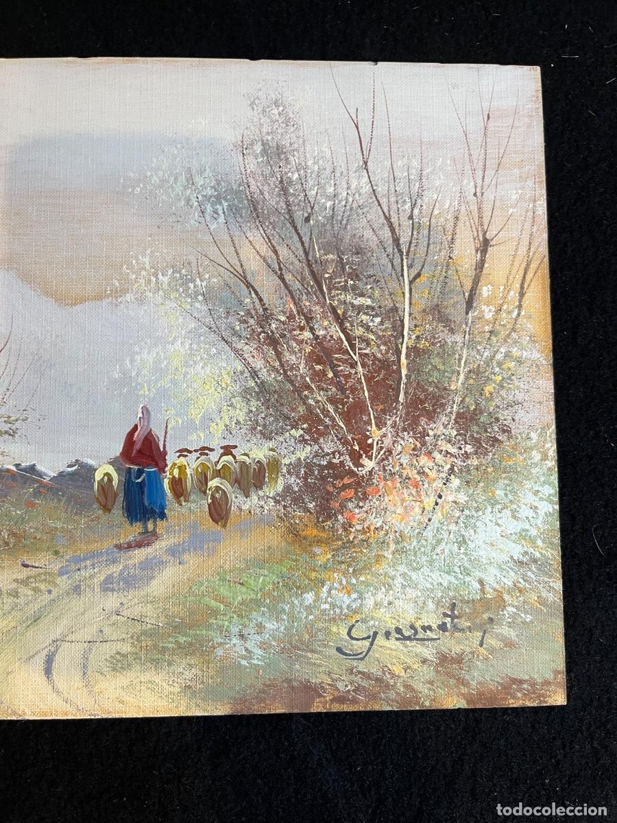 Arte: Oleo rural atribuida a Grasot paisaje pastoril impresionista vintage arte catal&aacute;n antiguo